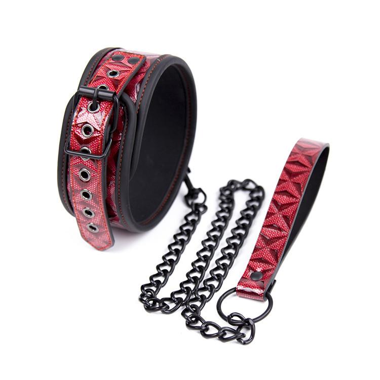 Ruby Bdsm Set Bondage Kit Neck Scarf Iron Drag Chain Collar And Leash
