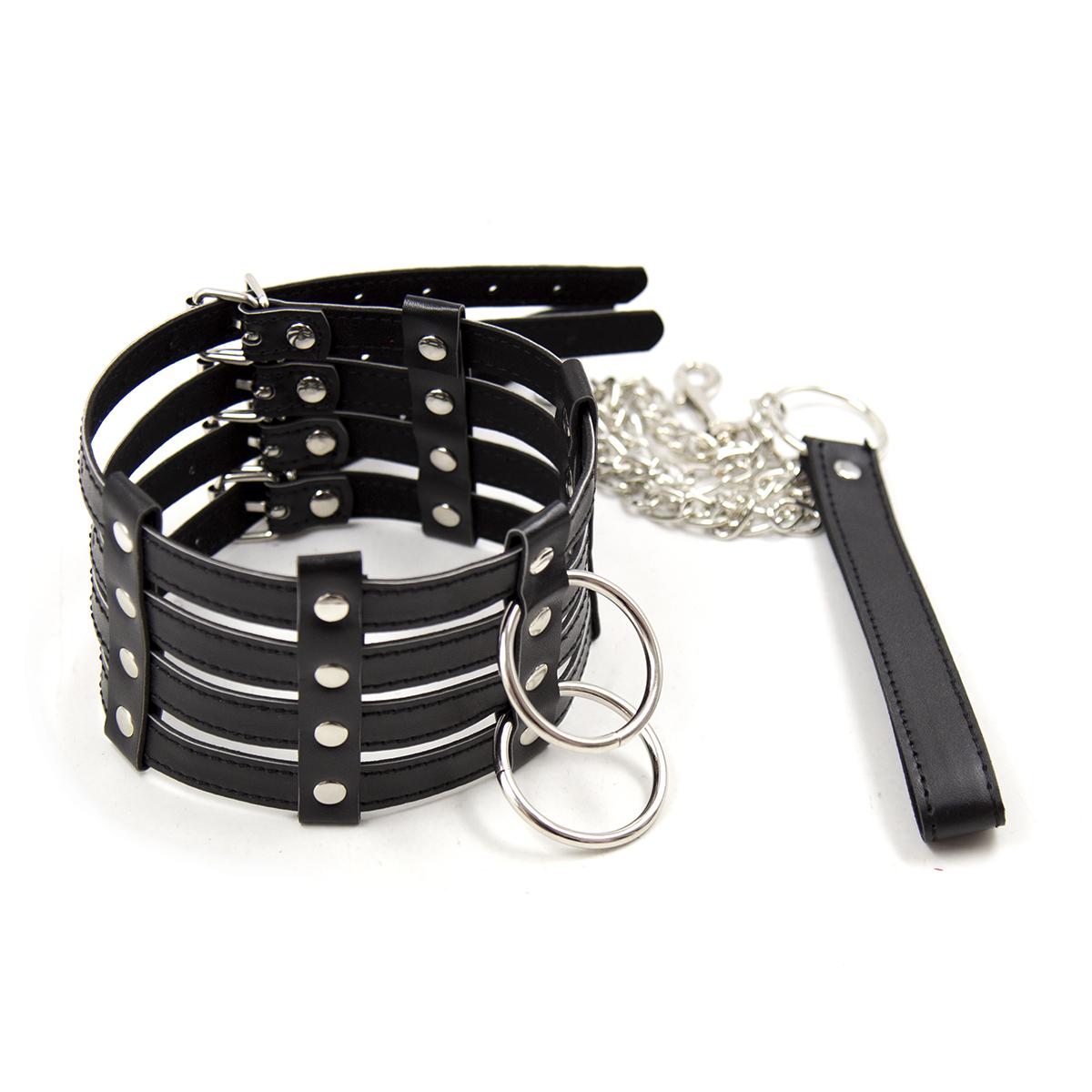Neck Choker Iron Chain Coquette Premium Faux Leather Sub Collar And Leash