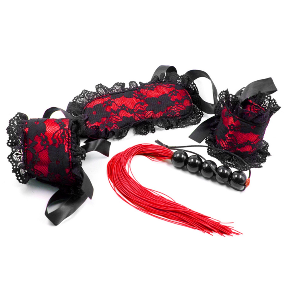 Silicone Whip Blindfold Handcuffs Combination Set Sm Bondage Flirt Toy