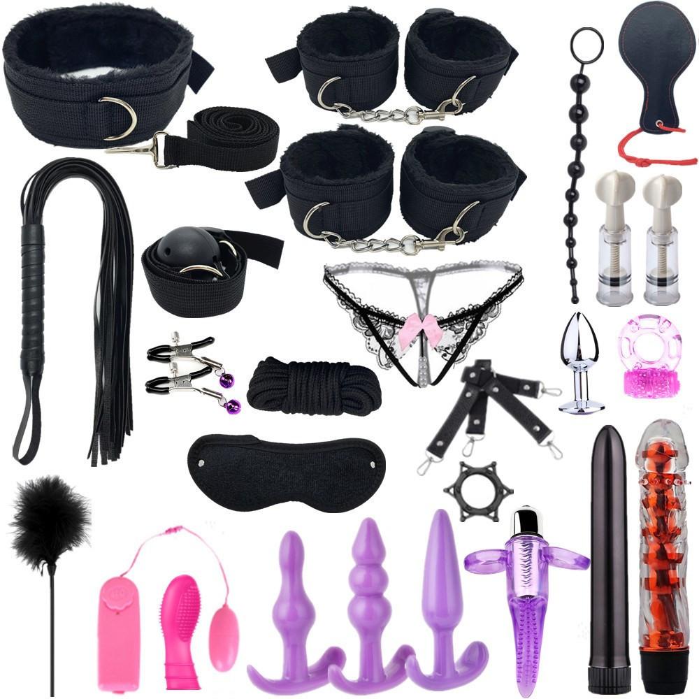 26 Pcs Sm Bondage Restraint Kit Vibrator Set Sex Underwear 18 Sex Toys
