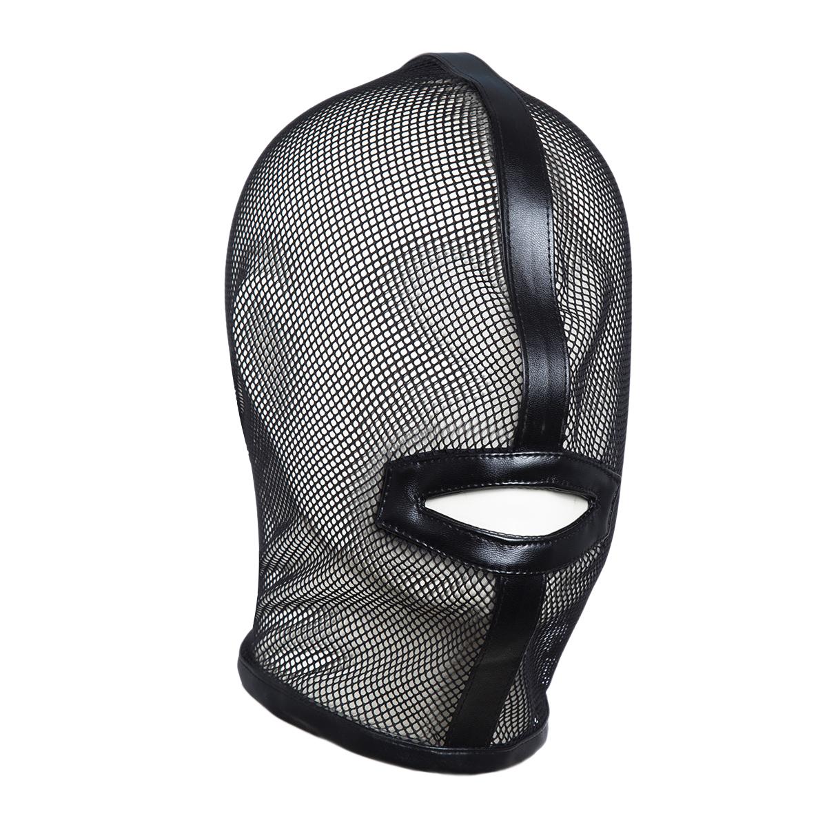 Pu Leather Sm Bondage Headgear Hollow Net Style Fetish Hood Sex Toys