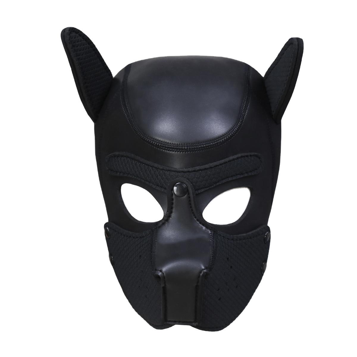 Adults Neoprene Puppy Hood Mask Removable Cosplay Dog Full Face Pup Hood Mask