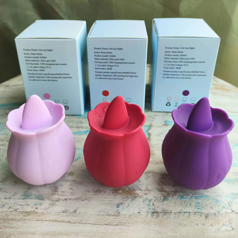 2023 New Rose Licking Vibrator With Tongue Clit Stimulator Female Sex Toy For Women
