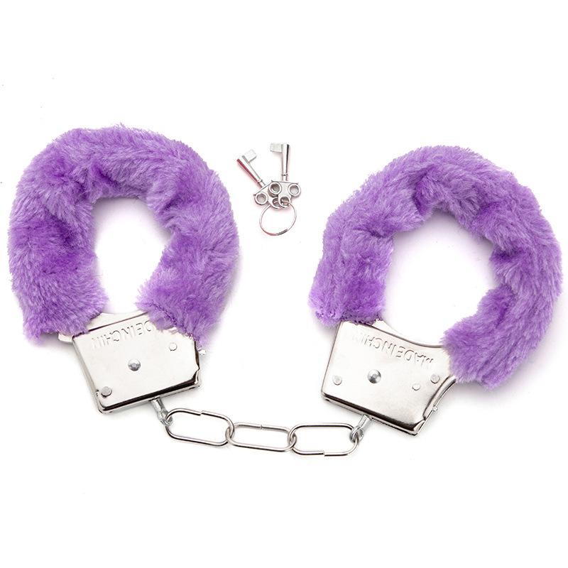  Stainless Steel Plush Metal Handcuffs Ankle Cuffs Fuzzy Handcuffs Sex Toys For Bdsm Games