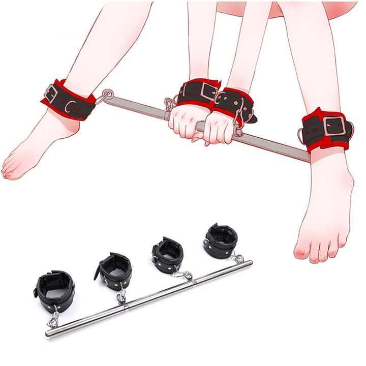 Bdsm Removable Stainless Steel Spreader Bar Hand Cuffs Ankle Cuffs Slave Cosplay Costumes Bondage Sm Sex Toys For Couples