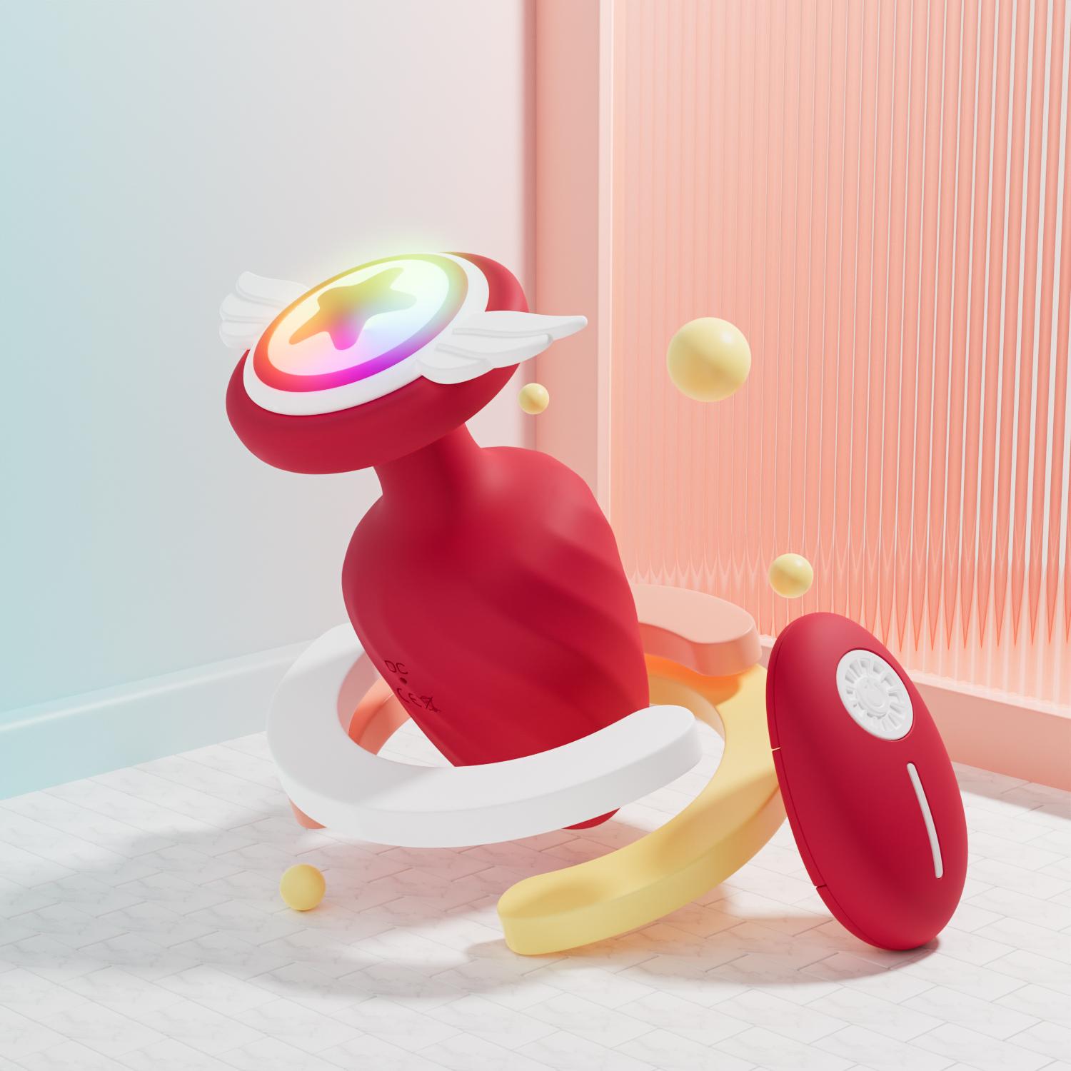  2023 Star Anal Plug Winged Remote Control Vibrating Butt Plug Toy Red Black Clit Stimulator Sex Toy For Women Man