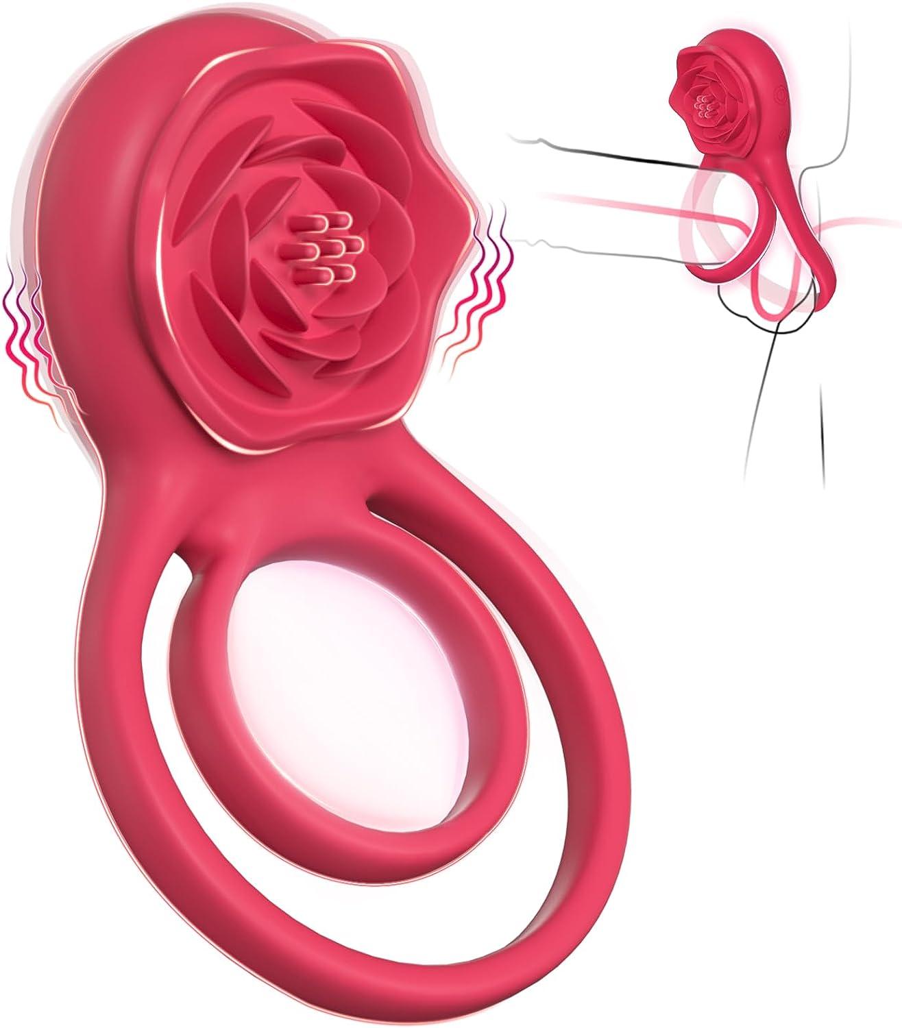  Automatic Rose Vibrating Penis Ring Serection Support Pleasure Enhance Cock Ring Vibrator For Penis