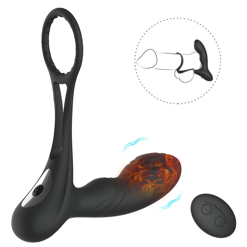 2021 New 2 In 1 Smart Prostate Massage Cock Ring Vibrator Remote Control For Couple Lesbian