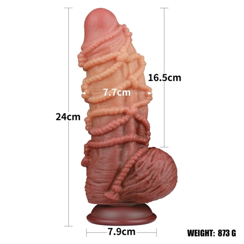 9.5'' / 24cm Double layer silicone hemp rope dildo
