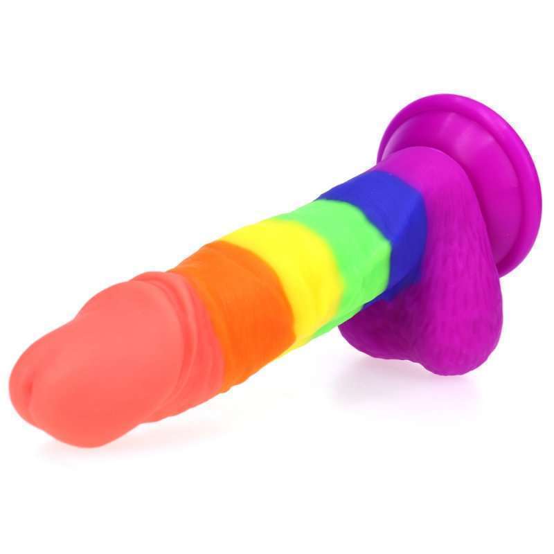 Rainbow Silicone Dildo 7.2 Inch