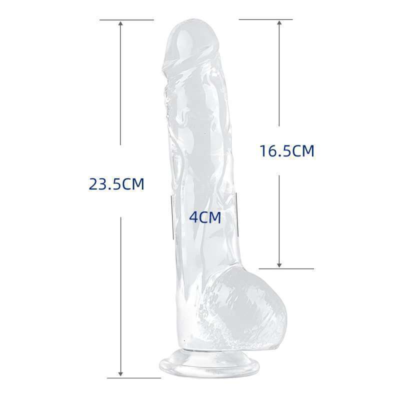 Clear Realistic Dildo with Balls 9.2 Inch