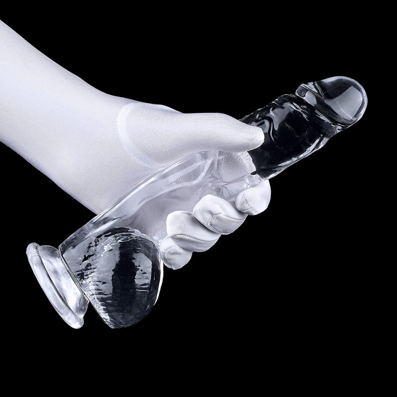 Clear Realistic Dildo with Balls 9.2 Inch