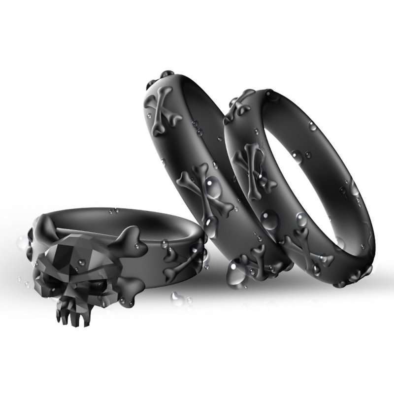 Skeleton 3 Cock ring Set