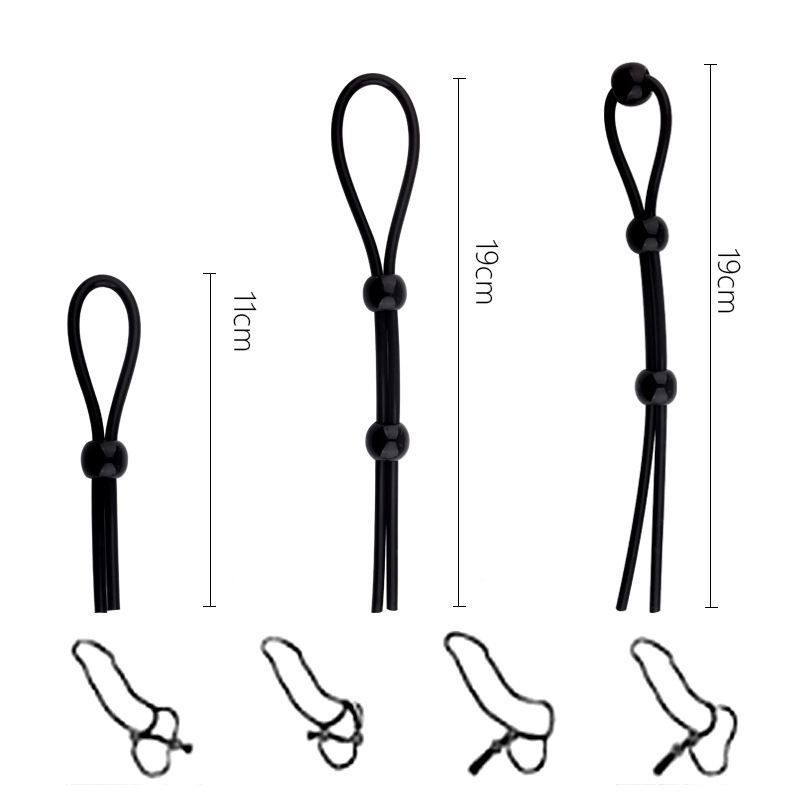 Black Adjustable Penis Tie Ring