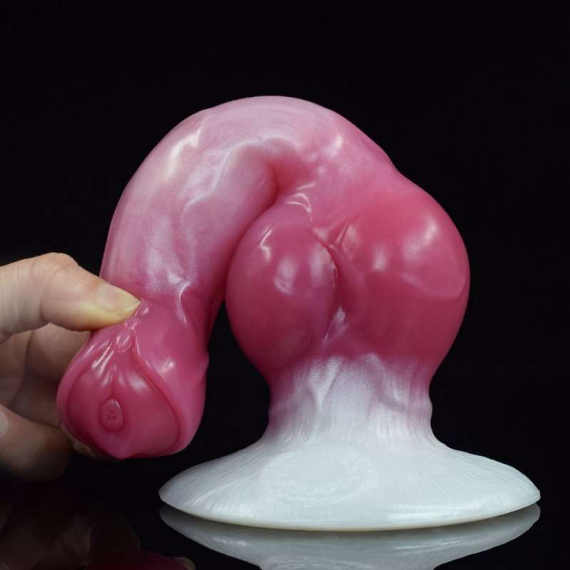 White Base Peach Silica Gel Dildo - 08