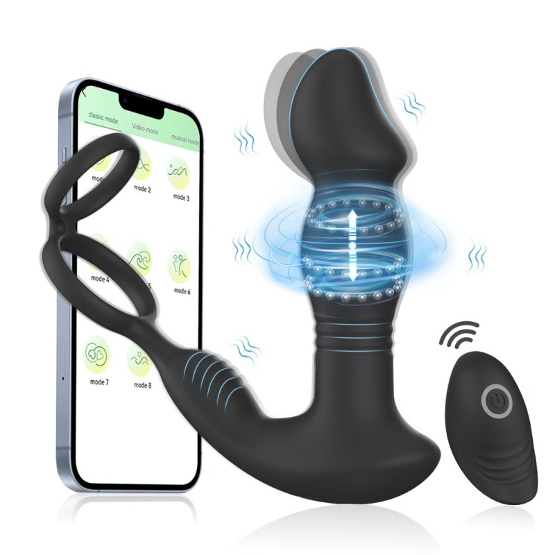 Remote control prostate massager steel ball sliding