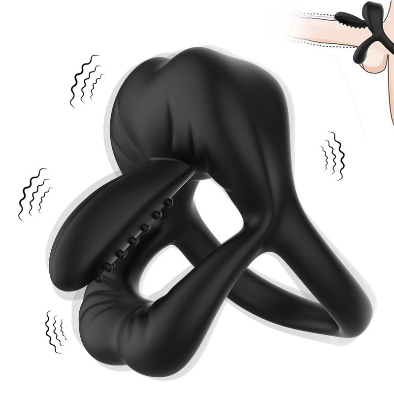 Lips Tongue Erection Enhancer Vibration Cock Ring 9 Frequency Vibration