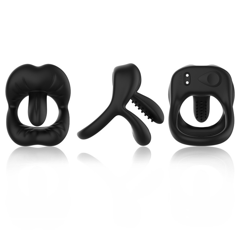 Lips Tongue Erection Enhancer Vibration Cock Ring 9 Frequency Vibration