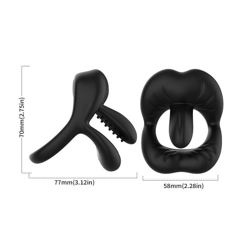 Lips Tongue Erection Enhancer Vibration Cock Ring 9 Frequency Vibration