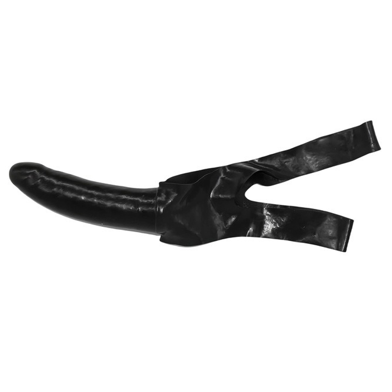 Head mounted latex dildo