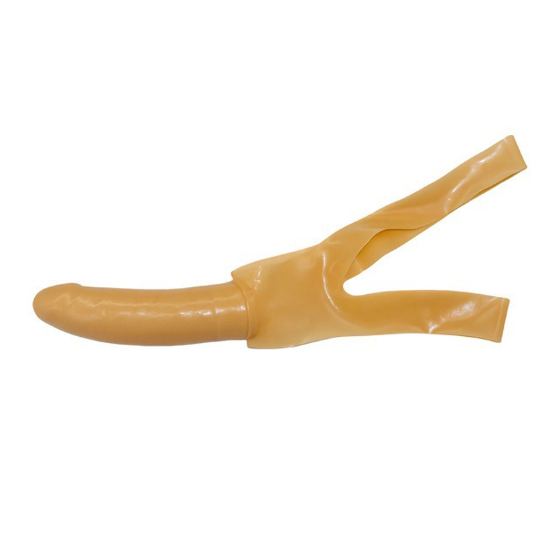 Head mounted latex dildo