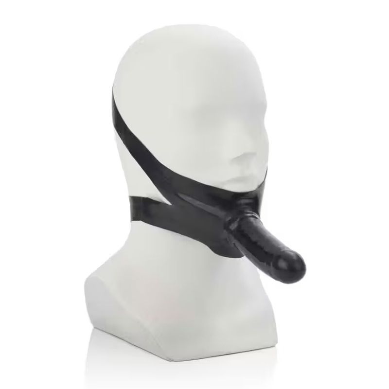 Head mounted latex dildo