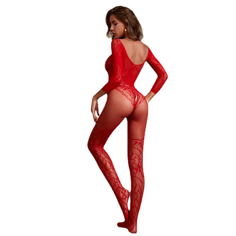 Jacquard one-piece opening, rabbit girl temptation sexy lingerie