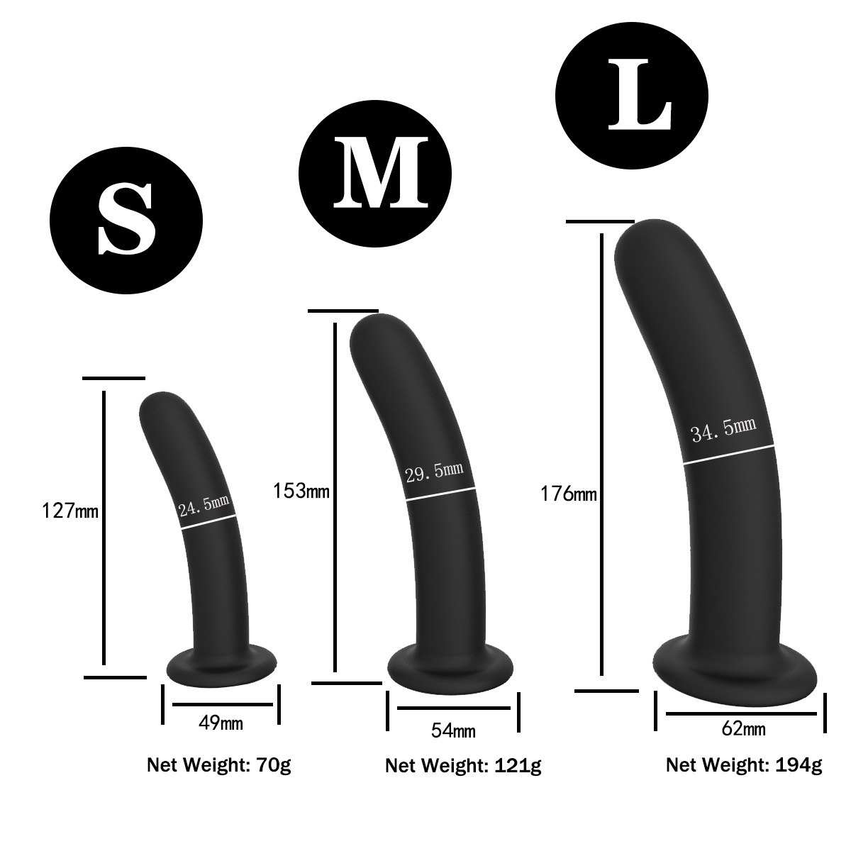 Silicone extended anal plug wiht suction cup