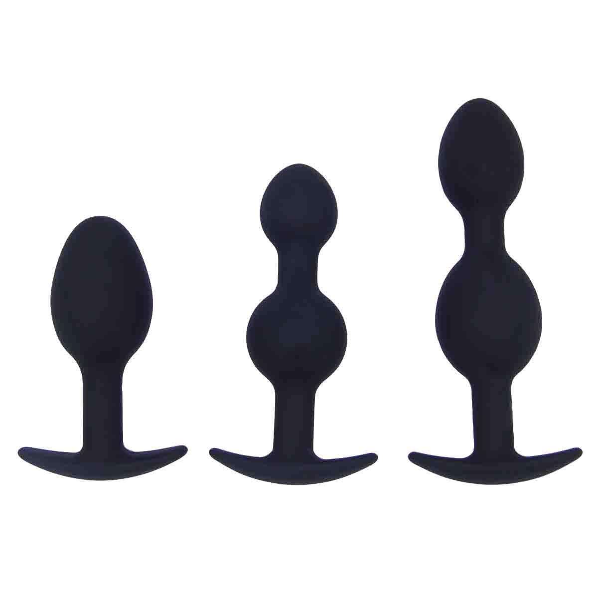 Orissi silicone steel ball anal plug three piece set