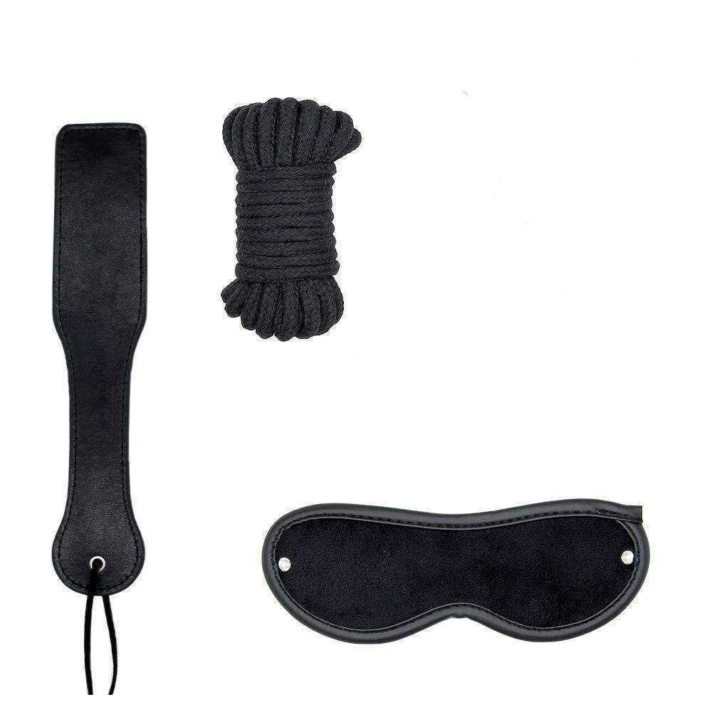 SM 10-piece leather bondage set (black)