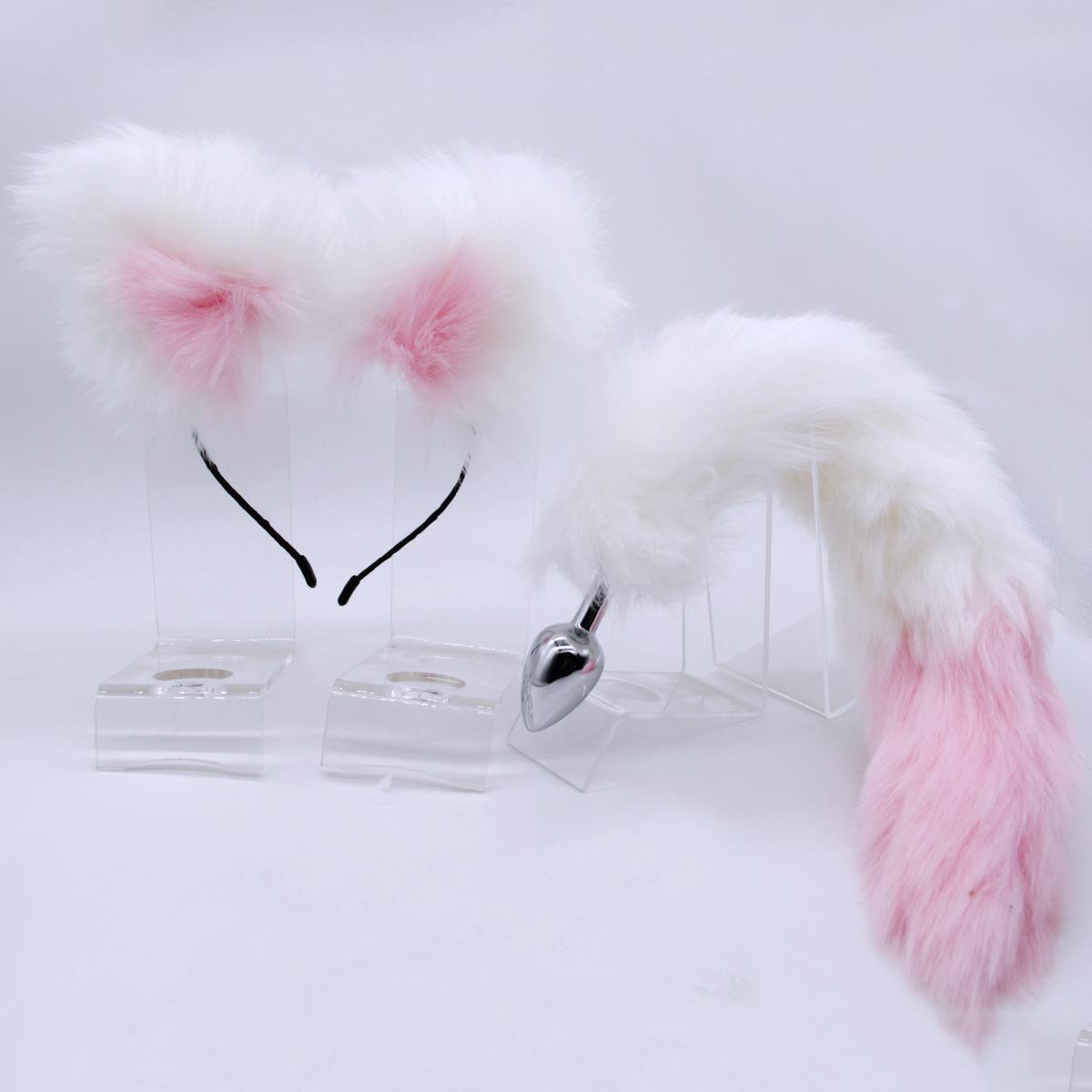 Pink White headband+Pink White headband tail