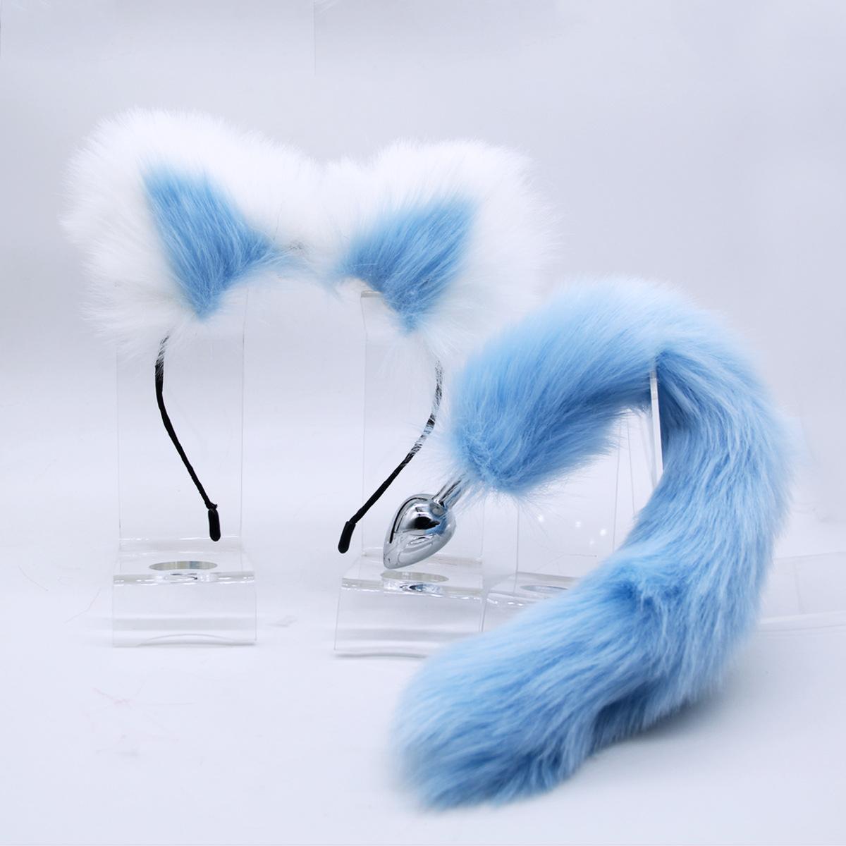 Blue white headband+blue tail