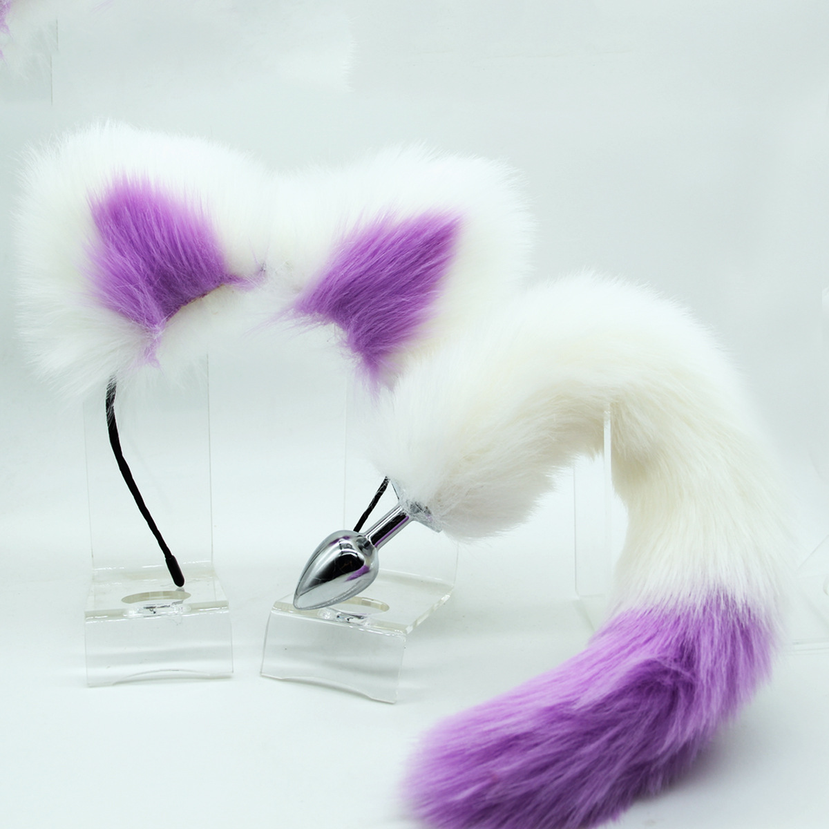 Purple white headband + purple white tail