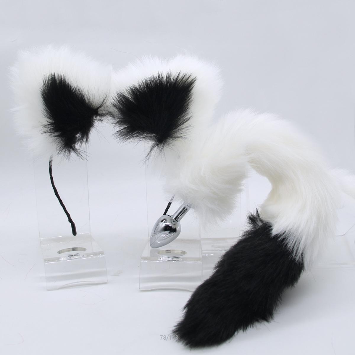 Black white headband + black white tail