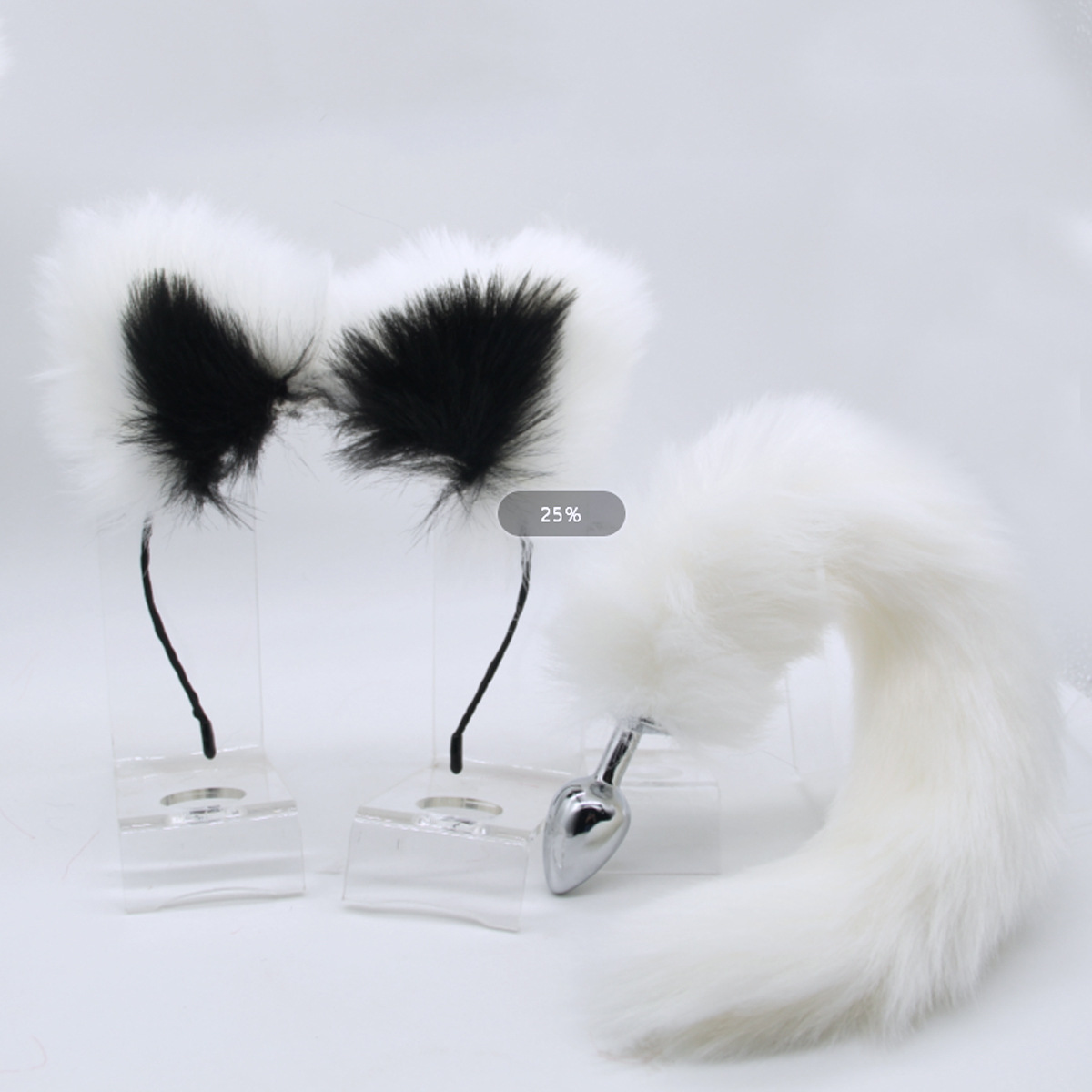 Black white headband + white tail