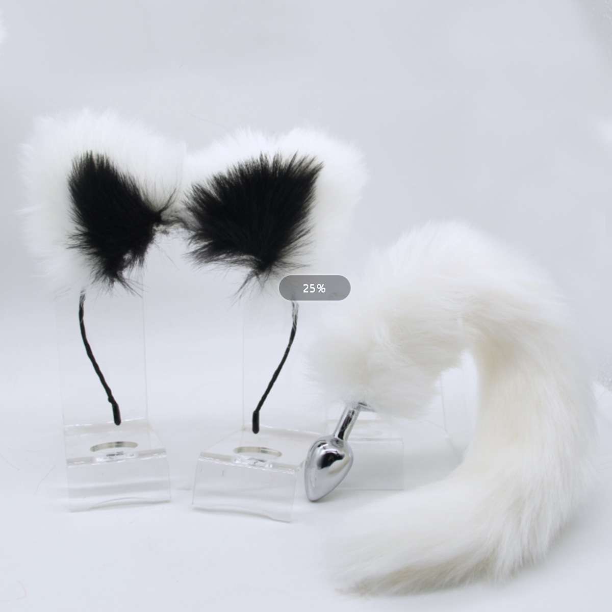 Black white headband + white tail