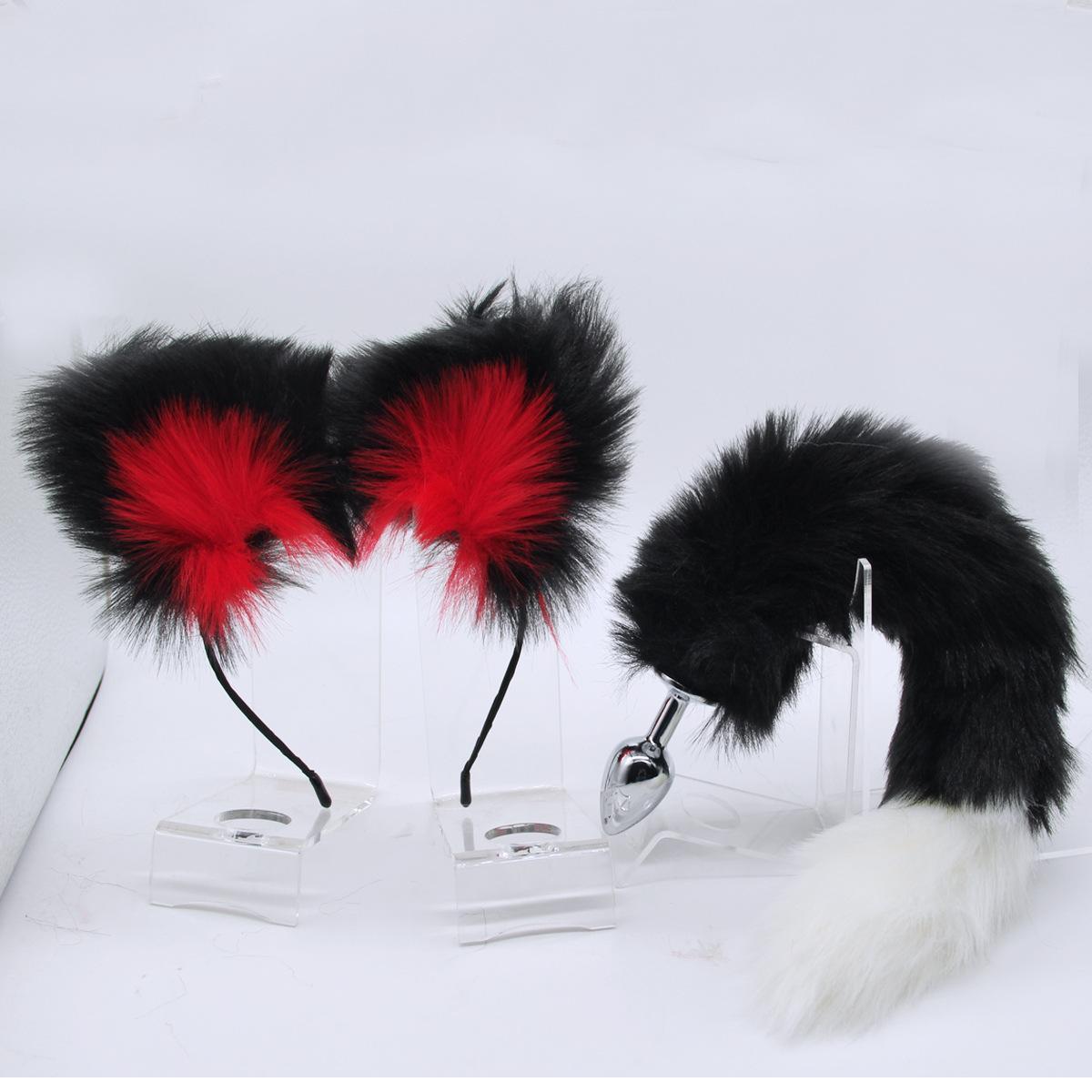 Red black headband + white black tail