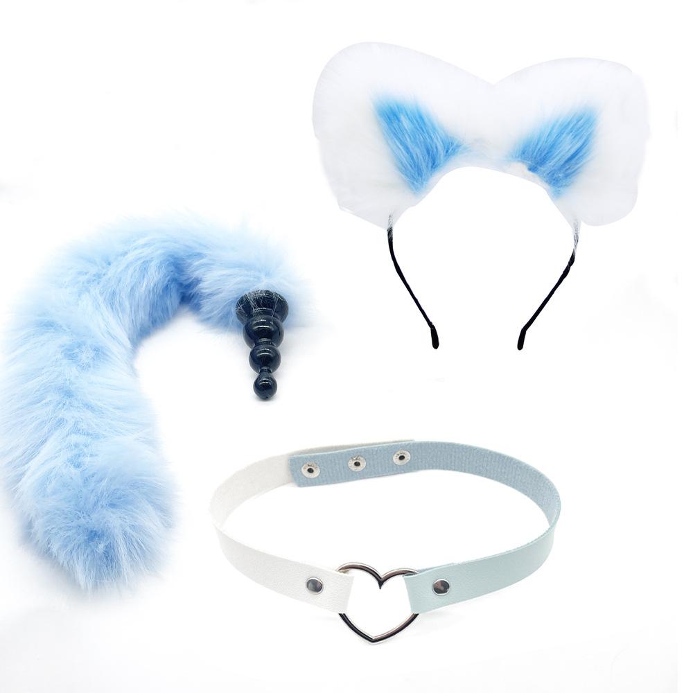 Female, collar, fox tail, anal plug