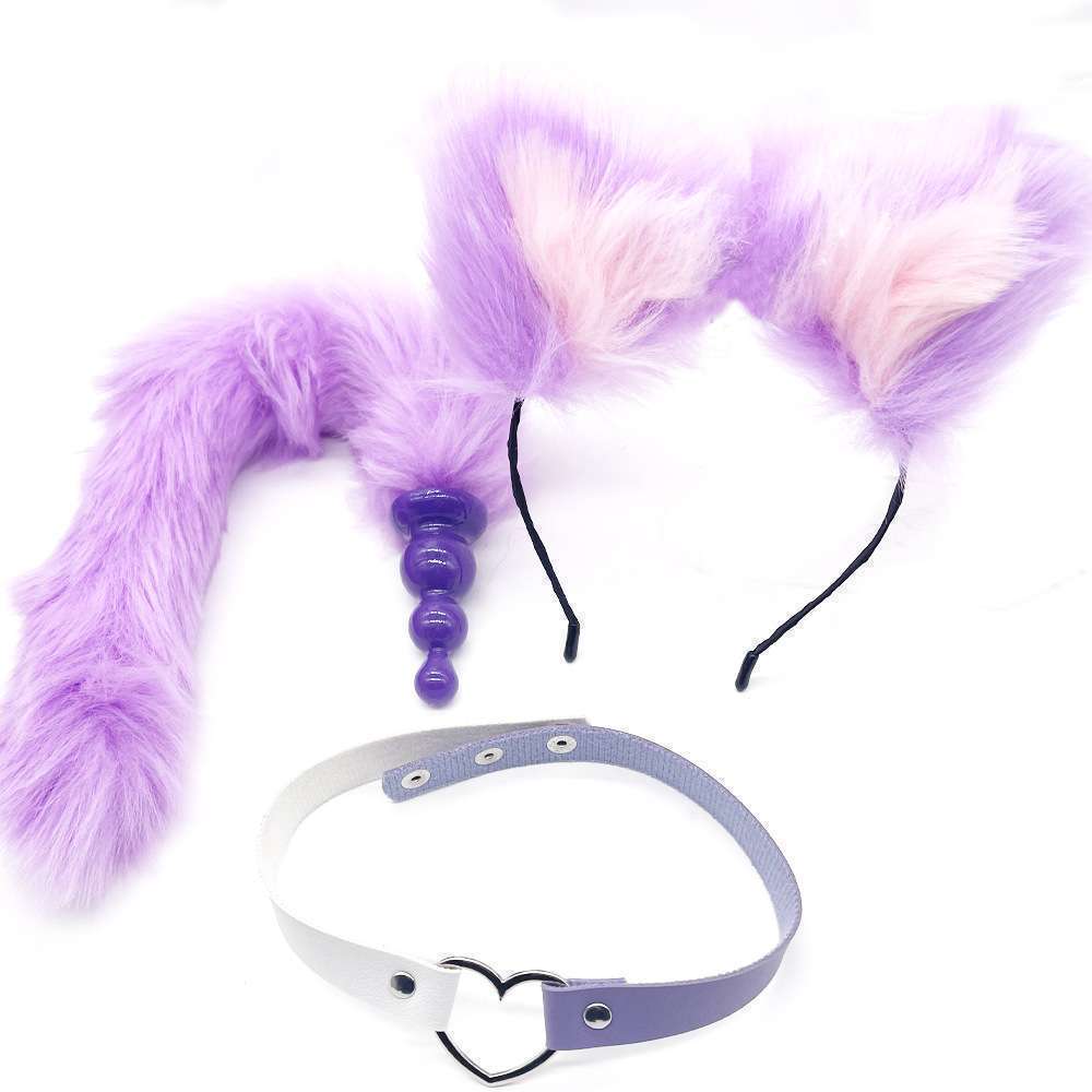 Female, collar, fox tail, anal plug