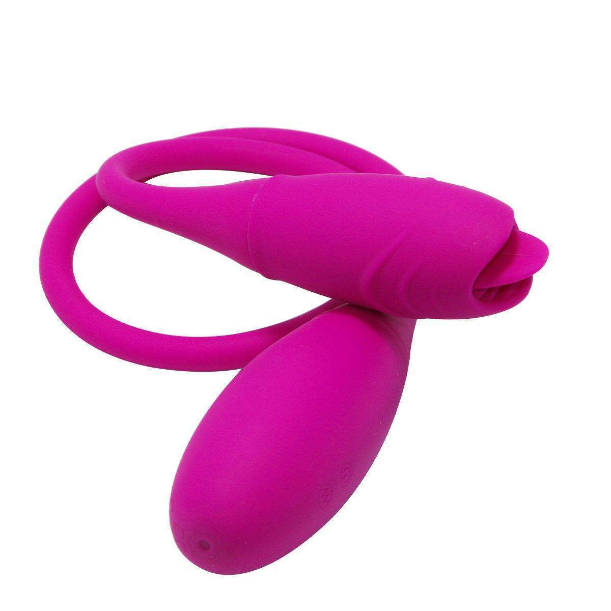 Tongue licking, flirting, double headed, vibrating AV massage stick, silicone