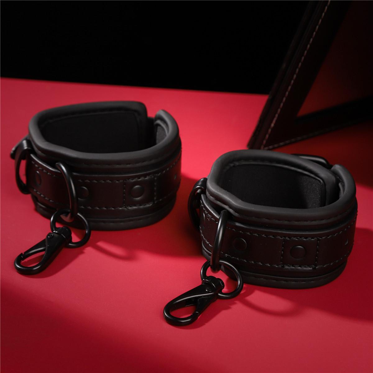SM bondage handcuffs soft leather black