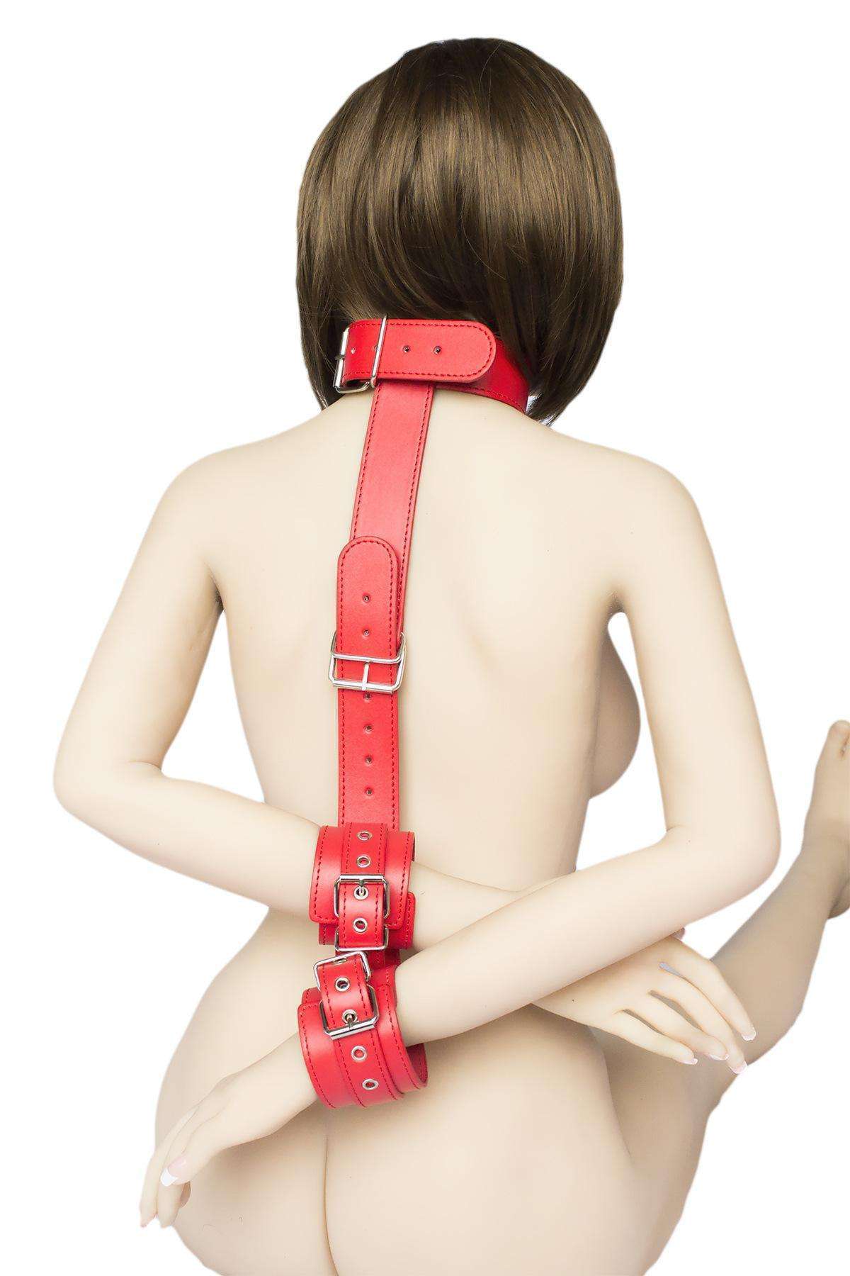 SM bondage hand, cervical collar PU leather