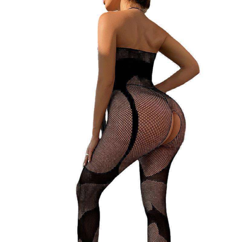 Sexy Lingerie,Sexy Mesh Fishnet ,One Piece Bodysuit,Sparkle Rhinestone,Black