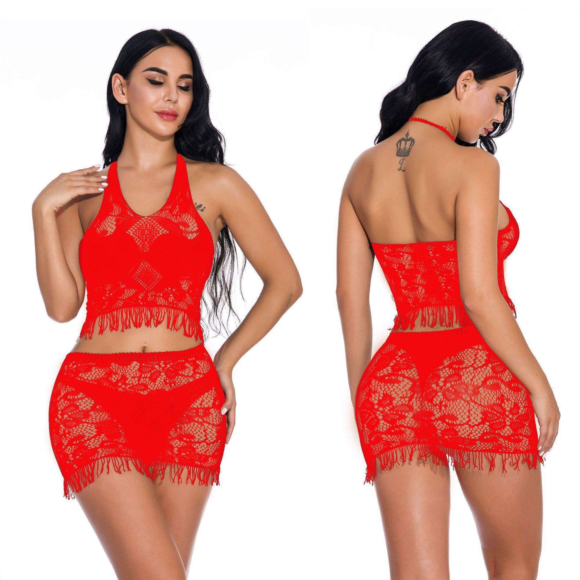 Women Lingerie Sets,2 Piece,Sexy Mesh Fishnet Dress,big size