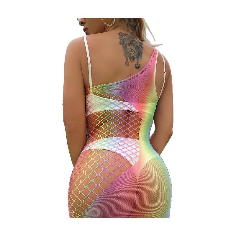 Sexy Lingerie,One-shoulder,Sexy Mesh Fishnet Dress