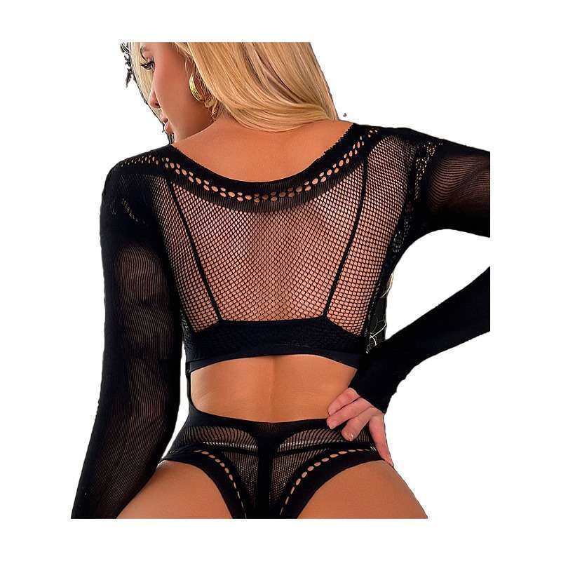 Sexy Lingerie See-through,Long sleeve,body-Stocking short