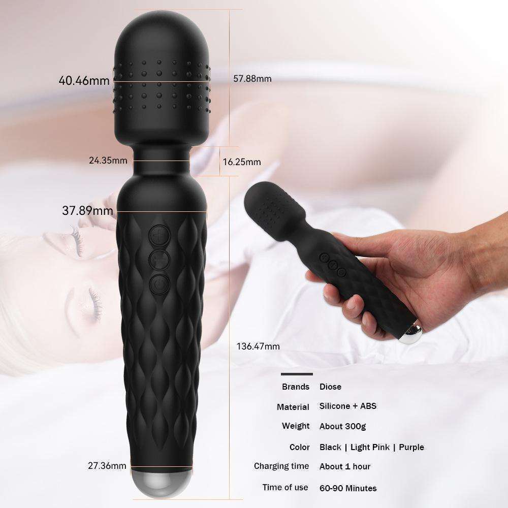 12 frequency strong vibration, female silicone vibrating stick, AV stick massage stick,black