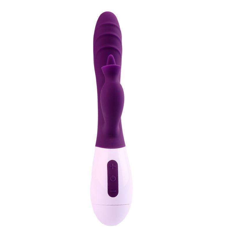 Silicone G-point vibrator, female tongue licking Masturbator