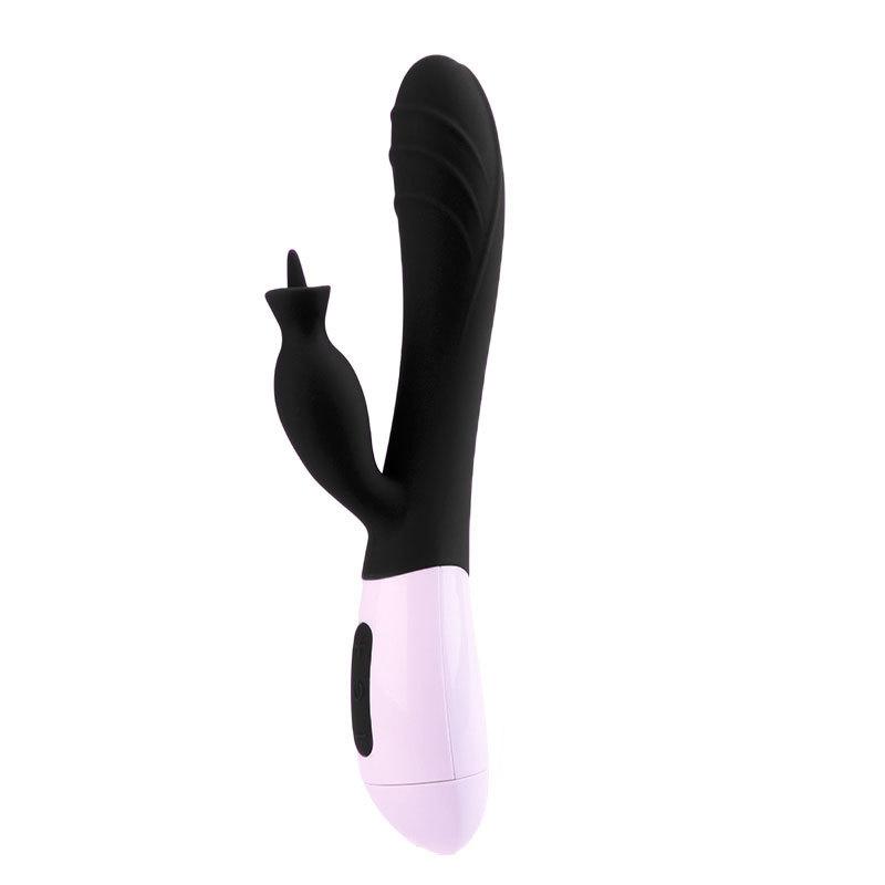 Silicone G-point vibrator, female tongue licking Masturbator