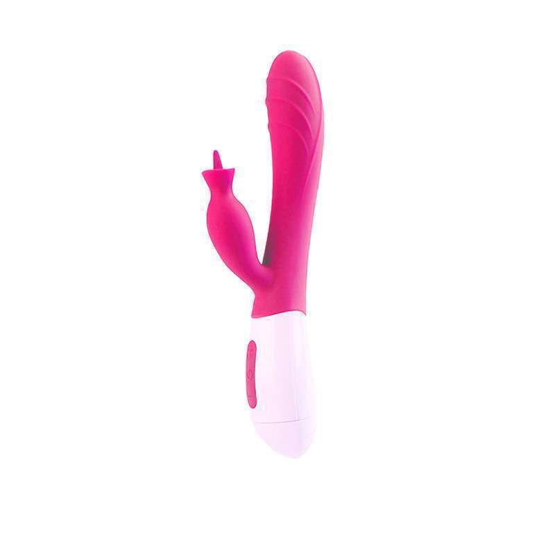 Silicone G-point vibrator, female tongue licking Masturbator